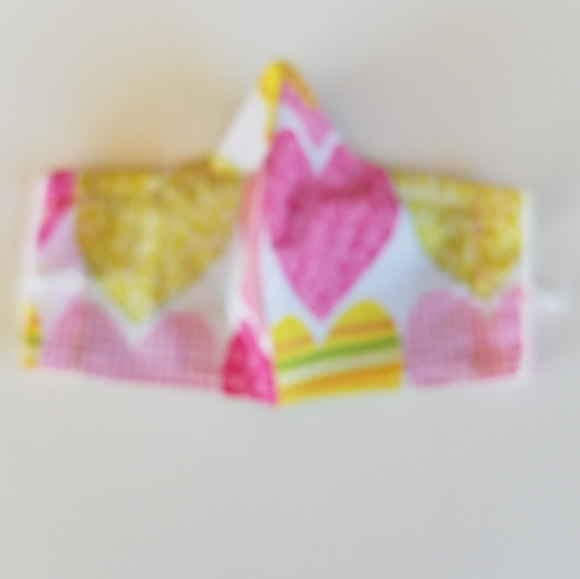 SOLD**  Hand Crafted Pastel Hearts Adult Face Mask - Picture 2 of 5
